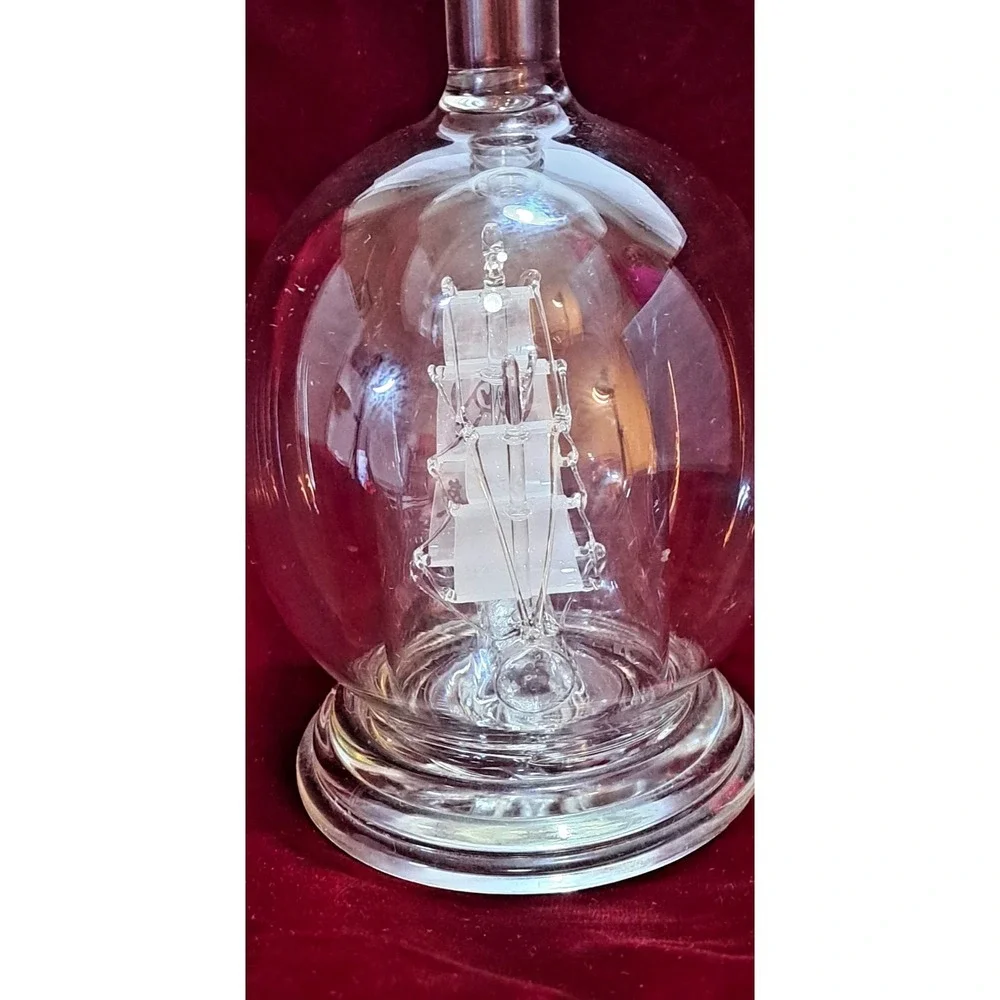 Wuliangye Glass Ship in a Bottle Decanter Nautical Sailing‎ Vessel Globe Stopper